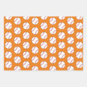 Baseball Ball Orange Muster Kids Name Birthday Geschenkpapier Set (Vorderseite 3)