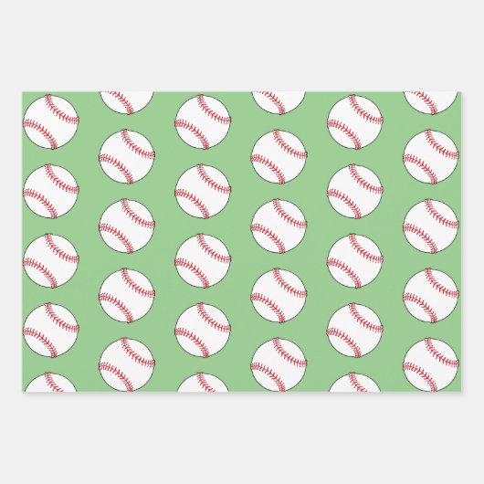 Baseball Ball Pattern Kids Name Birthday Geschenkpapier Set (Vorderseite 2)