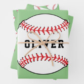 Baseball Ball Pattern Kids Name Birthday Geschenkpapier Set (Beispiel)