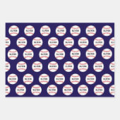 Baseball Ball Pattern Kids Name Birthday Wrapping  Geschenkpapier Set (Vorderseite)