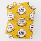 Baseball Ball Pattern Kinder Name Frohe Weihnachte Geschenkpapier Set (Beispiel)