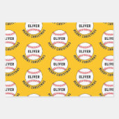 Baseball Ball Pattern Kinder Name Frohe Weihnachte Geschenkpapier Set (Vorderseite 3)