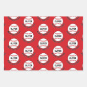 Baseball Ball Pattern Kinder Name Frohe Weihnachte Geschenkpapier Set (Vorderseite)