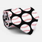 Baseball Ball Pattern Pitcher Batter Catter schwar Krawatte (Gerollt)