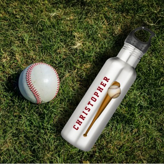 Baseball-Ball-Personalisierter Name oder Monogramm Edelstahlflasche