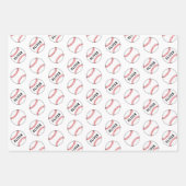 Baseball Ball Player Kinder Name Geburtstag Geschenkpapier Set (Vorderseite 3)