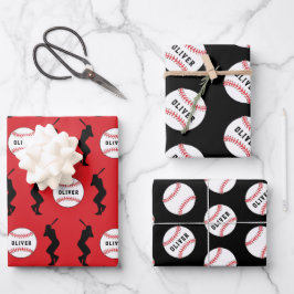 Baseball Ball Player Kinder Name Geburtstag Geschenkpapier Set