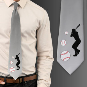 Baseball Ball Player Schwarze Silhouette Grau Krawatte