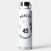 Baseball-Ball-Player-Silhouette Name Team-Nummer Trinkflasche (Rückseite)