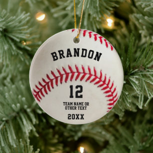 Baseball Ball Red Stitching Photo Personalized Keramik Ornament