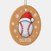 Baseball Ball Red Weihnachtsmannmütze Snowflake Na Keramik Ornament (Rechts)