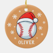 Baseball Ball Red Weihnachtsmannmütze Snowflake Na Keramik Ornament (Hinten)