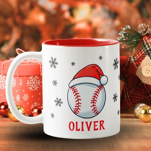 Baseball Ball Red Weihnachtsmannmütze Snowflake Na Zweifarbige Tasse