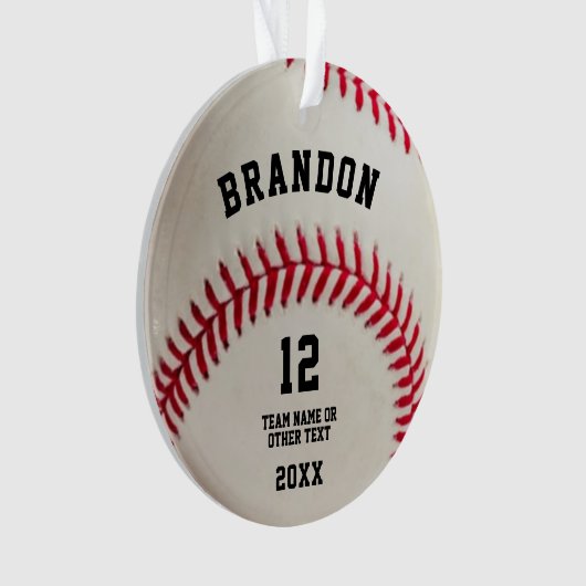 Baseball Ball Rot Stitching Foto Personalisiert Ca Ornament (Vorderseite)