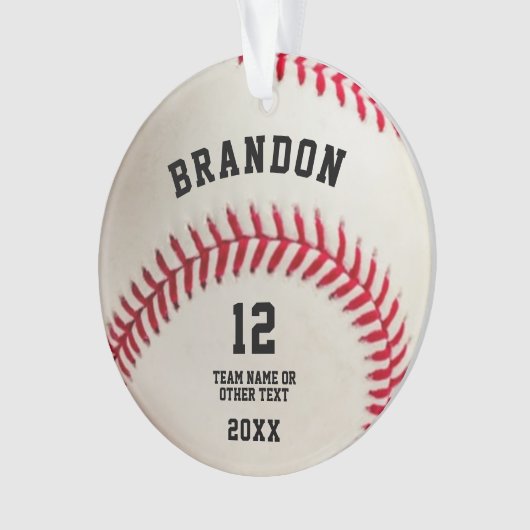 Baseball Ball Rot Stitching Foto Personalisiert Ca Ornament (Vorderseite)