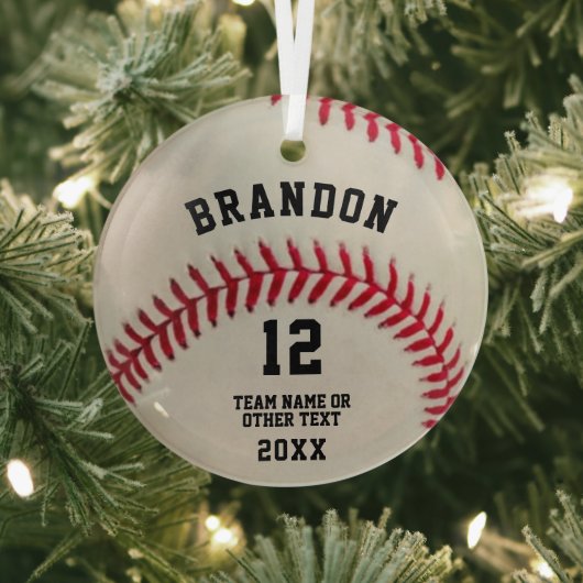Baseball-Ball-Rot-Stitching Personalisiert Ornament Aus Glas (InSitu)