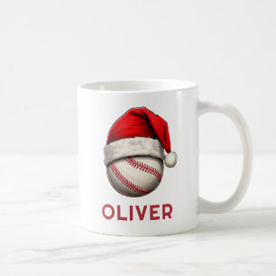 Baseball Ball Rote Santa Mütze Name Weihnachten  Kaffeetasse
