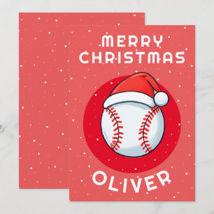 Baseball Ball Rote Santa Mütze Weihnachten Kind`s