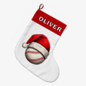 Baseball-Ball-Rote Weihnachtsmannmütze Großer Weihnachtsstrumpf (Vorderansicht (hängend))