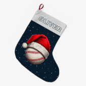 Baseball-Ball-Rote Weihnachtsmannmütze Großer Weihnachtsstrumpf (Vorderansicht (hängend))