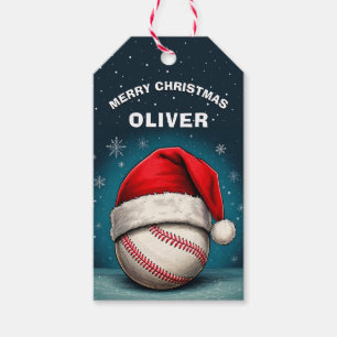 Baseball Ball Rote Weihnachtsmannmütze Name Weihna Geschenkanhänger