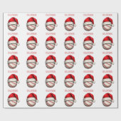 Baseball Ball Rote Weihnachtsmannmütze Name Weihna Geschenkpapier (Flach)