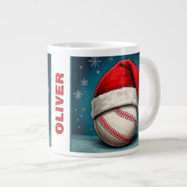 Baseball Ball Rote Weihnachtsmannmütze Name Weihna Jumbo-Tasse