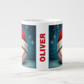 Baseball Ball Rote Weihnachtsmannmütze Name Weihna Jumbo-Tasse (Vorderseite)