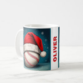 Baseball Ball Rote Weihnachtsmannmütze Name Weihna Kaffeetasse
