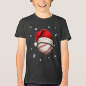 Baseball-Ball-Rote Weihnachtsmannmütze Tri-Blend Shirt (Vorderseite)