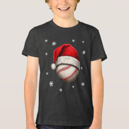 Baseball-Ball-Rote Weihnachtsmannmütze Tri-Blend Shirt