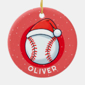 Baseball Ball Rote Weihnachtsmannmütze Weihnachtsn Keramik Ornament (Hinten)