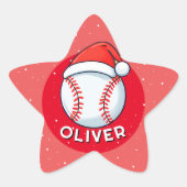 Baseball Ball Rote Weihnachtsmannmütze Weihnachtsn Stern-Aufkleber (Vorderseite)