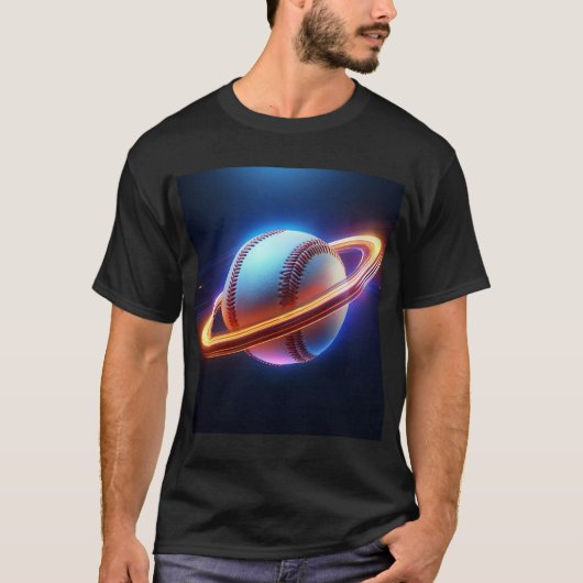 Baseball Ball Saturn Planet, Phantastischer Sportd T-Shirt (Vorderseite)