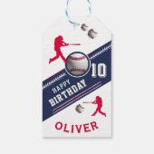 Baseball-Ball-Spieler als Geburtstagsparty Geschenkanhänger (Rückseite)