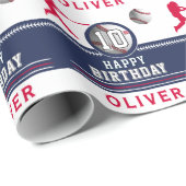 Baseball-Ball-Spieler als Geburtstagsparty Geschenkpapier (Rolleneckpunkt)