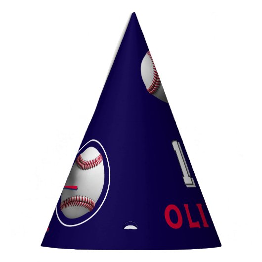 Baseball-Ball-Spieler zum Geburtstag Partyhütchen (Links)