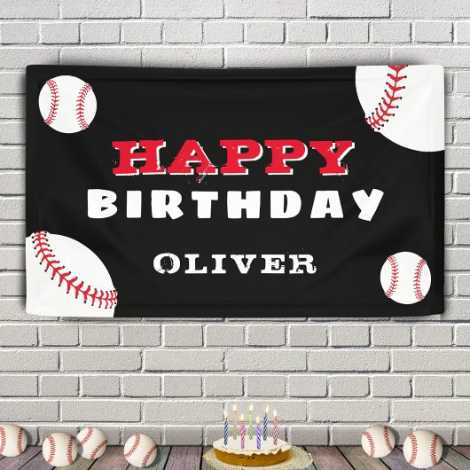 Baseball Ball Sports Black Kindergeburtstag Party Banner