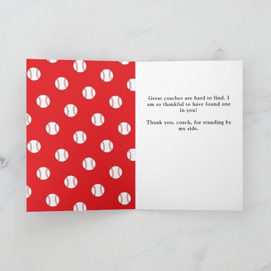 Baseball Ball Sports Foto Coach Dankeskarte (Innenseite)