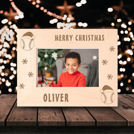 Baseball Ball Sports Frohen Weihnachtsnamen Geätzte Rahmen