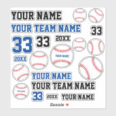Baseball-Ball-Team-Name Jahr Aufkleber (Blatt)