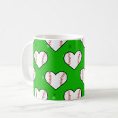 Baseball-Ball-Textur in Herzform - Muster Kaffeetasse (Vorderseite Links)