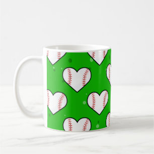 Baseball-Ball-Textur in Herzform - Muster Kaffeetasse