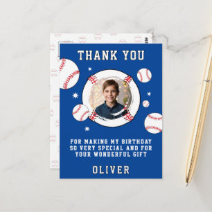 Baseball Ball Themed Birthday Foto Vielen Dank Postkarte