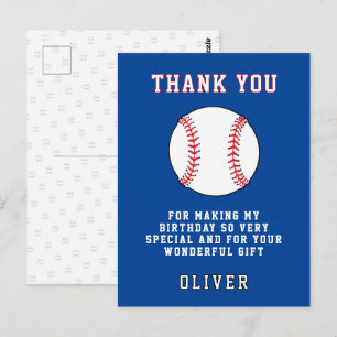 Baseball-Ball-Themen-Kinder-Geburtstagsfeier Danke Postkarte