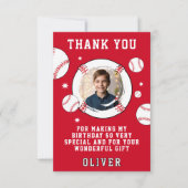 Baseball Ball ThemenBirthday Party Foto Dankeskarte (Vorderseite)