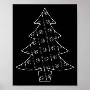 Baseball Ball und Bat Collage Sportweihnachtsfest Poster