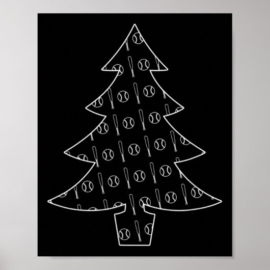 Baseball Ball und Bat Collage Sportweihnachtsfest Poster (Vorne)