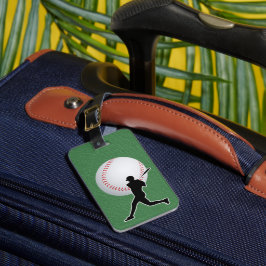 Baseball - Ball und Silhouette eines Spielers Name Gepäckanhänger