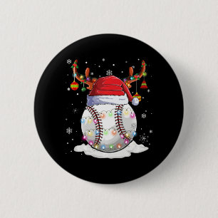Baseball Ball Weihnachtsmannmütze Rentier Weihnach Button